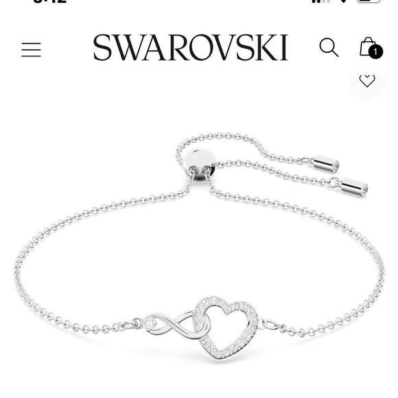 Silver Swarovski infinity and heart Bracelet - Picture 2 of 2